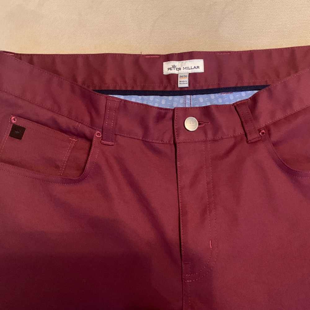Peter Millar Maroon Performance Five-Pocket Pant … - image 2